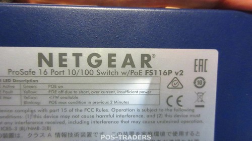 Netgear FS116P V2 ProSafe 16 Port 10/100 Desktop Switch With POE - INCL PSU - Bild 2 von 2