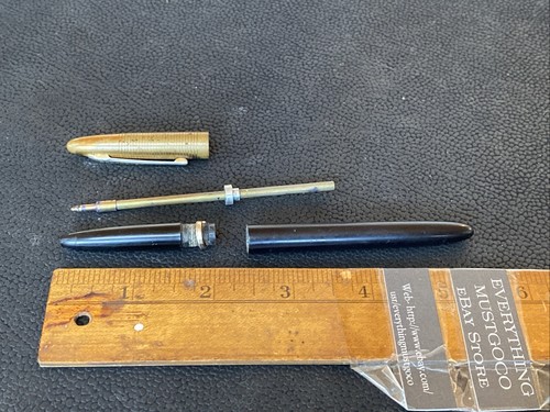VTG Mid Century Waterman Ballpoint Pen Black w/ Brass Cap Some Patina Needs Ink