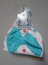 Gerber Baby Girl 3-Piece Aqua Birds Caps Size 0-6M
