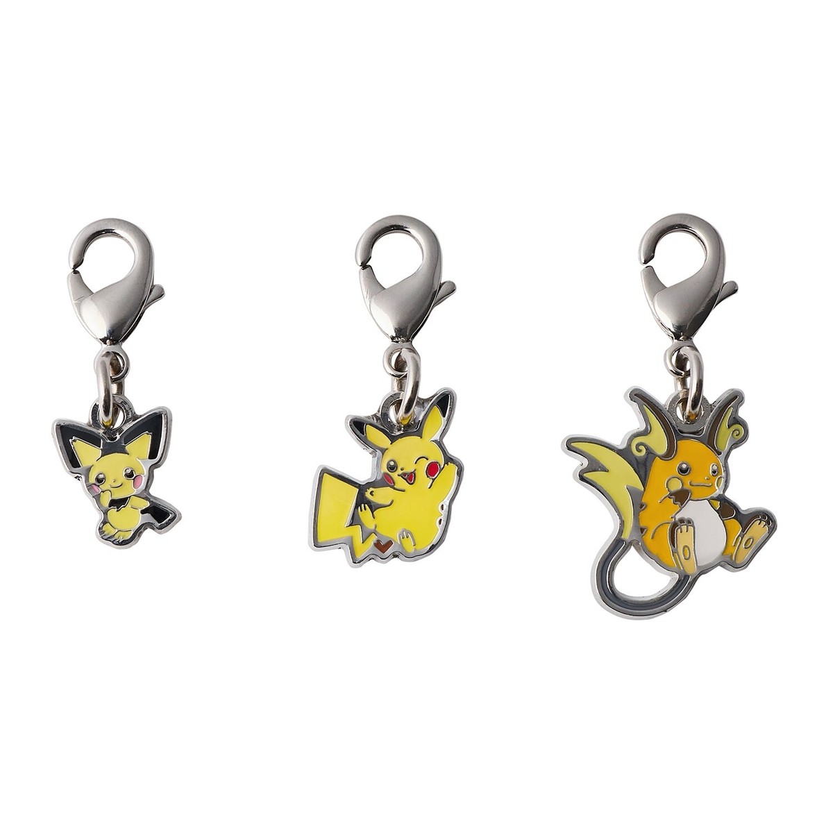 Pokemon Center Original Raichu Pikachu Pichu Metal Charm Key Chain