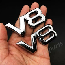 2pcs Metal Chrome V8 Vntage Car Trunk Tailgate Rear Emblem Badge Decal Sticker