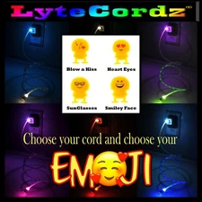 LED Glowing Lighted Light Up EMOJI Charging Charger Cable Cord - Many Colors!