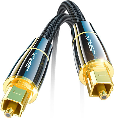 Digital Optical Audio Toslink Cable 10FT, [24K Gold-Plated, Ultra-Durable] Fiber