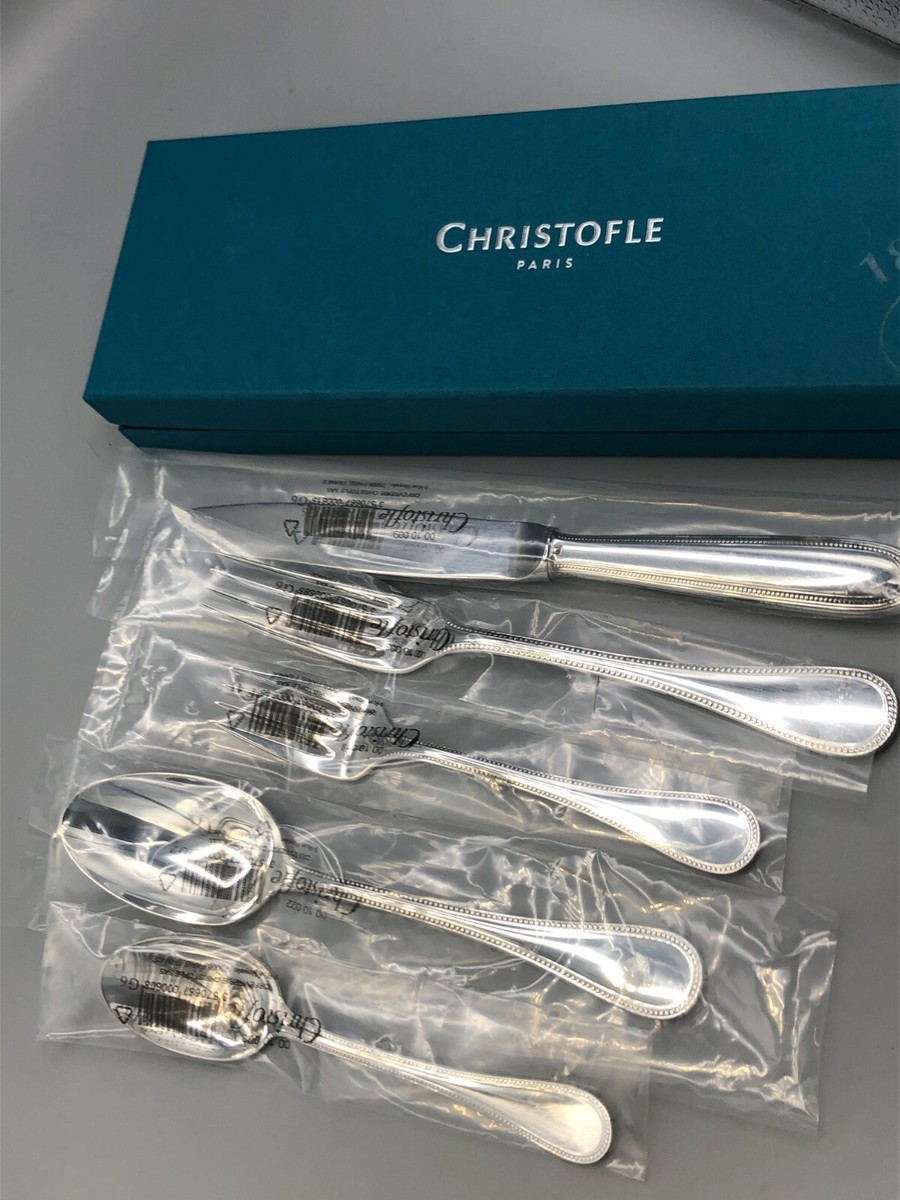 Perles by Christofle France Silverplate 5 piece Place Setting, New