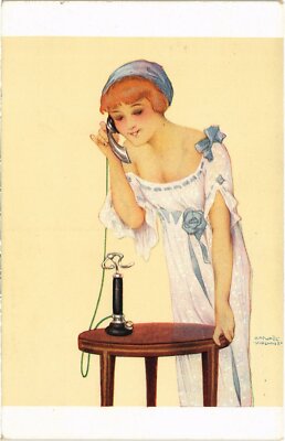 PC KIRCHNER, ARTIST SIGNED, YES JE T'ATTENDS, ART NOUVEAU, P4-17 (b2332)