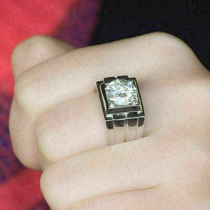 Authentic 2.30Ct Round Cut Lab-Created Diamond Men's Engagement Ring 14K White Gold Plated