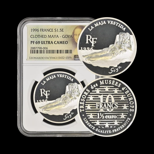 FRANCE. 1996, 1.5 Euro, Silver - NGC PF69 - Top Pop🥇 Goya, La Maja Vestida