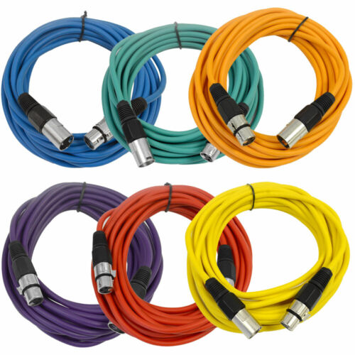 SEISMIC AUDIO (6 PACK) 25' XLR Microphone Cables Color - Picture 1 of 5