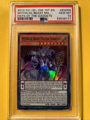 YuGiOh MYTHICAL BEAST MASTER CERBERUS FIGA-EN059🔥PSA 10🔥1st ED