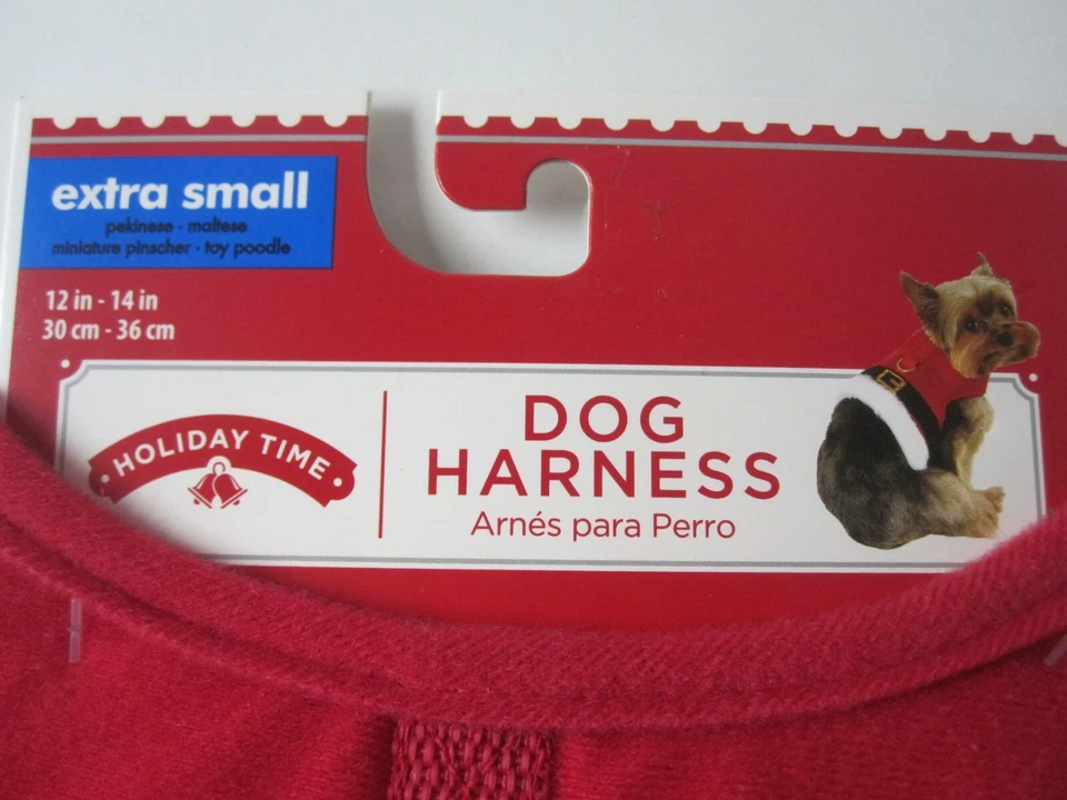 Dog Harness Holiday Red Santa White Fur Trim Christmas Size Extra Small New - Image 3 of 4
