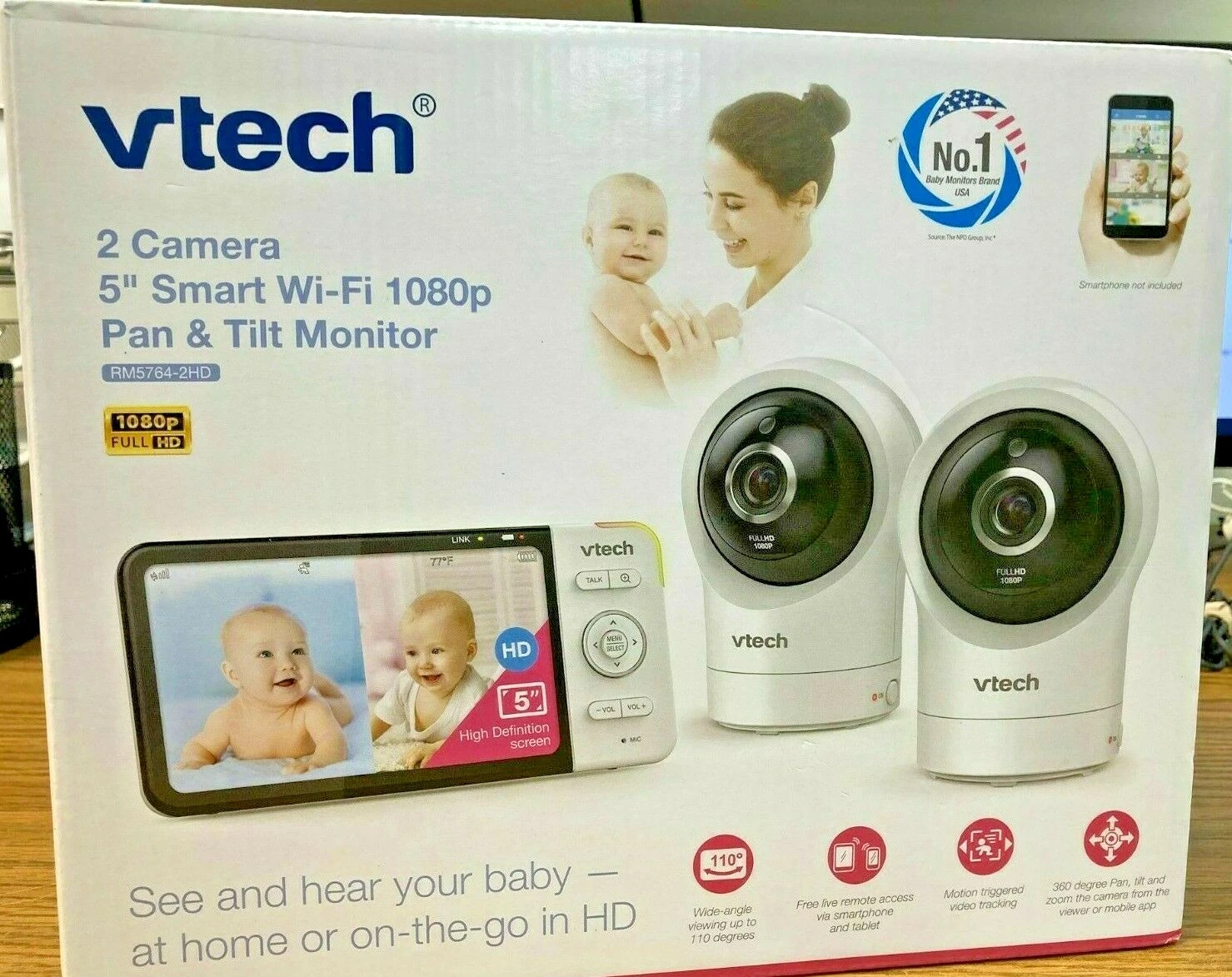 VTech Digital Video Smart Wi-fI Pan Tilt Monitor With 2 Cameras 5" RM5764-2HD