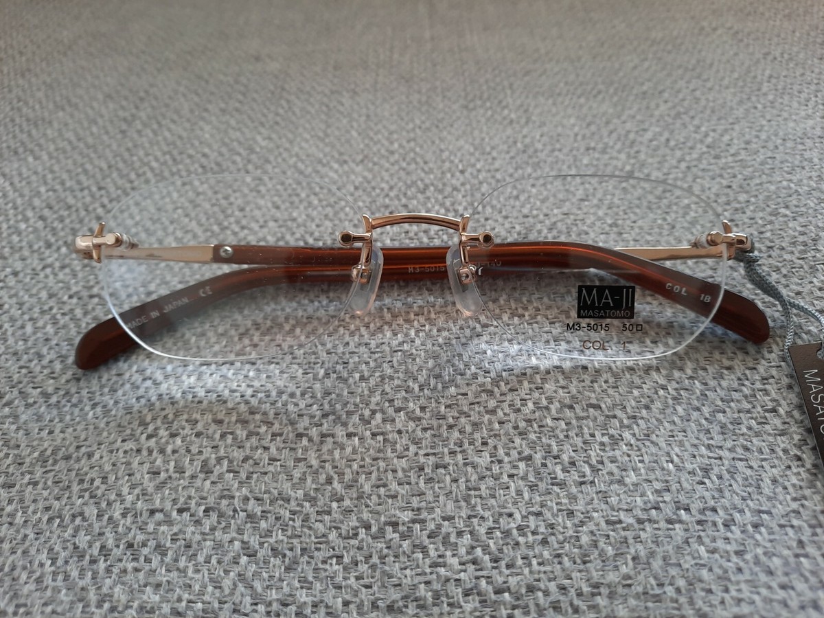 MAJI MASATOMO Vintage Square RIMLESS Eyeglasses Model M3-5015 Gold