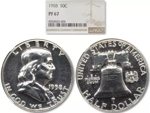 Very NICE 1958 Franklin Half Dollar NGC PF-67 Proof 7x available CHOICE
