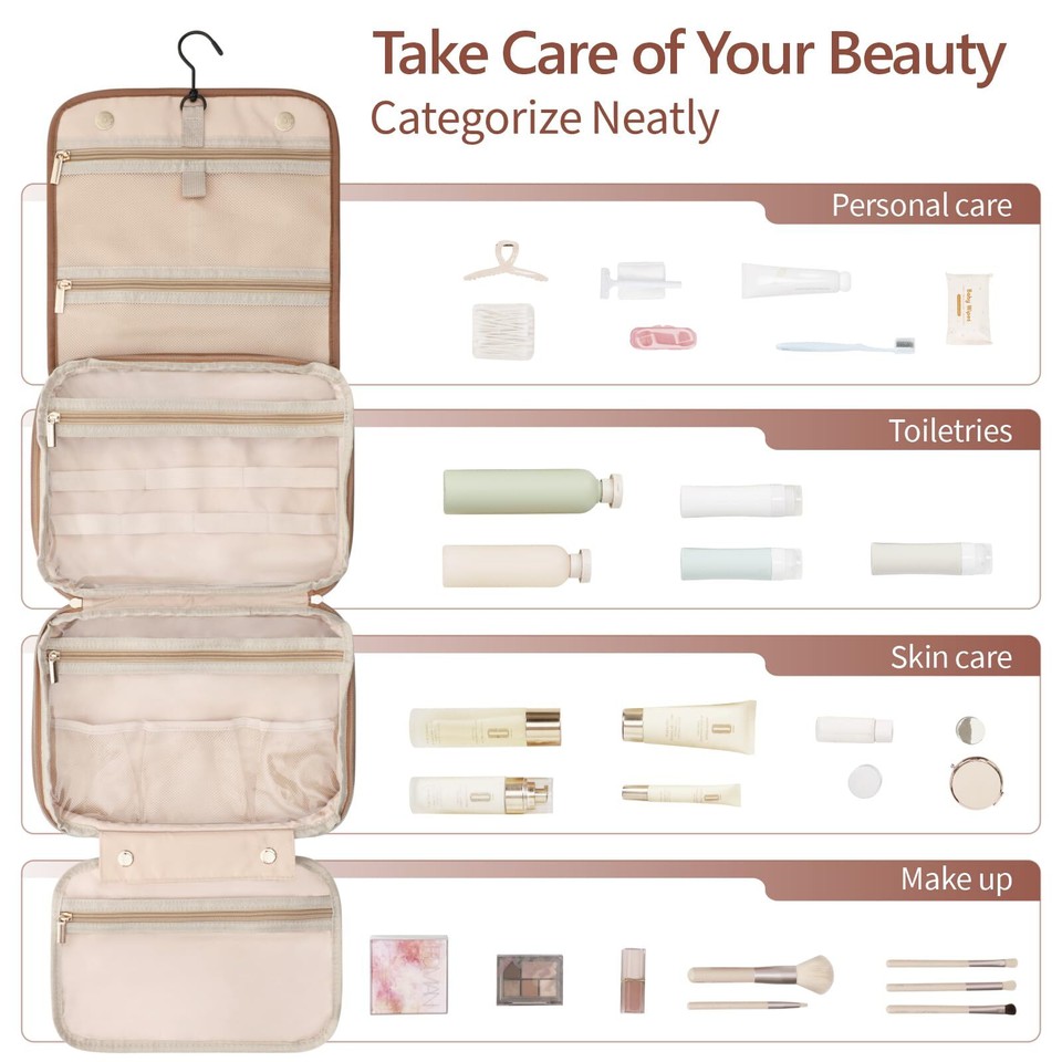 Hanging Travel Bag for Toiletries Delicate Plaid Waterproof Travel