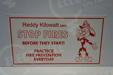 Reddy Kilowatt STOP FIRES DIE CUT HEAVY & THICK GREAT COLORS ELECTRICIAN GIFT