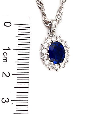 3,2ctw Echt Saphir Anhänger Diamant Schmuck für Damen 18k Weißgold 8mm