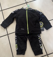 Athletic Track Suit infant Black Full Zip Hoodie and Pants Two Piece Set. 6-9M