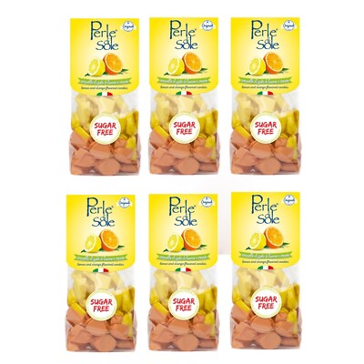 Perle di Sole Hartkaramellen Ohne Zucker Limone und Orange 6 Stück