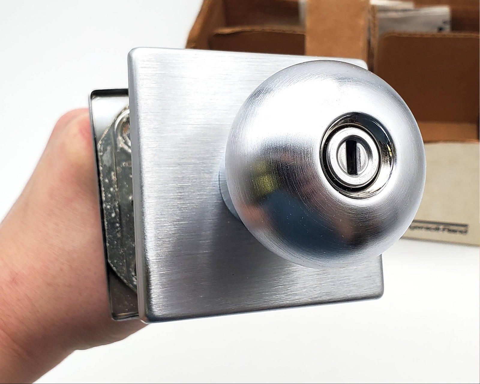 Schlage Satin Chrome 626 Privacy Door Knob with HAN D40S BS NOS Rust Spots-image