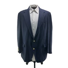 VTG Polo Ralph Lauren Blue Herringbone Cotton 2 Button 1 Vent Blazer USA Size 42