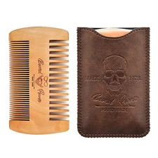 Menesia Wooden Beard Comb with Case for Men Beard, Fine & Coarse Teeth, Men'S Wo