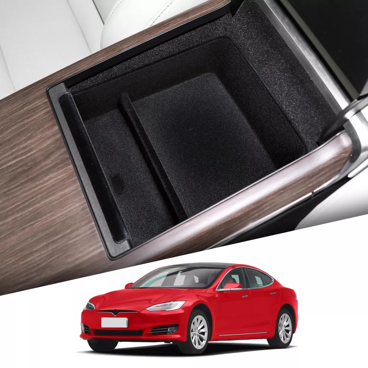Car Armrest Storage Box for Tesla Model S Center Console Tray