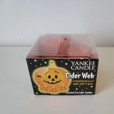 VHTF New 9 RARE Yankee Candle CIDER WEB Retired Halloween Tea Lights 9 - Image 1 of 4