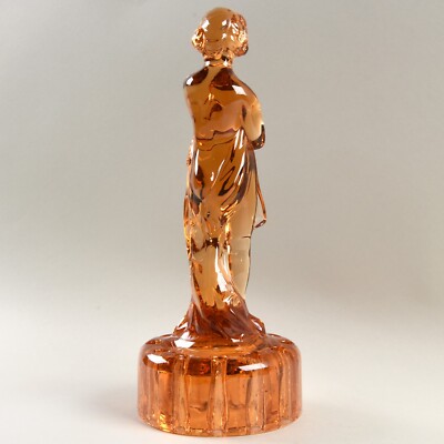 Cambridge Glass Amber Flower Frog Draped Lady 12.5