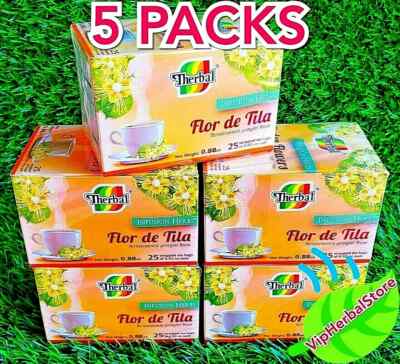 5 Boxes LINDEN FLOWERS TEA   Te de Tila 125 Bags 0.03 oz each by Therbal