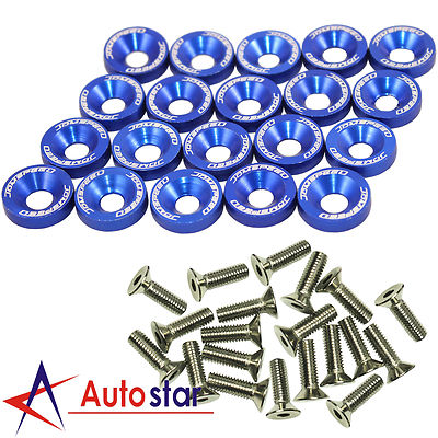 #ad New 20pcs Universal Blue Color Aluminum Fender Washer Engine Bay Dress Up Kit $9.86