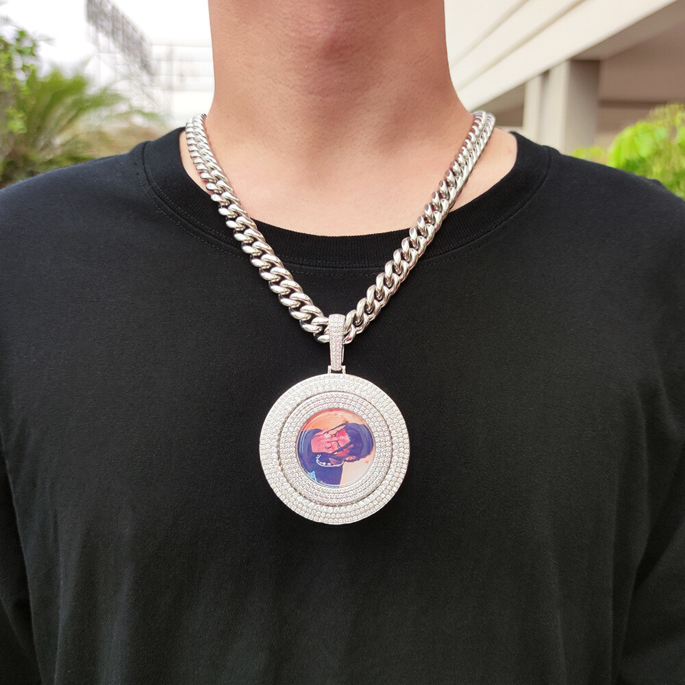 Hip Hop Customize Photo Pendant Necklace Zircon Memorial Hip Hop Customize Photo Pendant Necklace Zircon Memorial