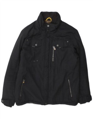 Camel Active Mens Rain Jacket EU 52 Large Black Polyester LF13