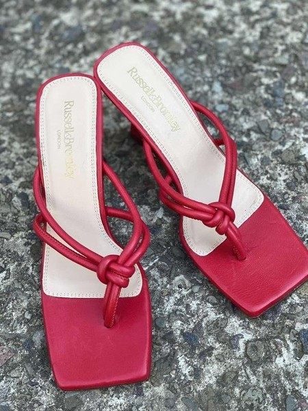Women Russell & Bromley Loafers Red Leather 37.5