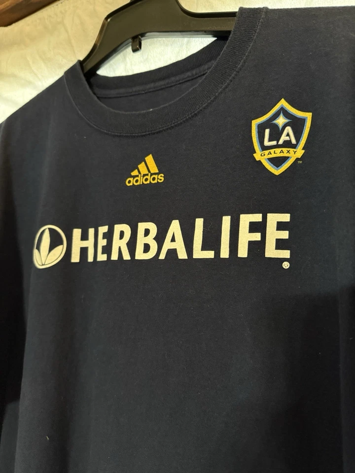 Men’s Size XL - Adidas LA Galaxy Herbalife David Beckham Tshirt Navy - Image 3 of 4