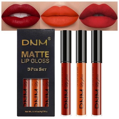 evpct 3Pcs Dark Orange Ruby Red Matte Liquid Lipstick Lip Stain Sets for Wome...