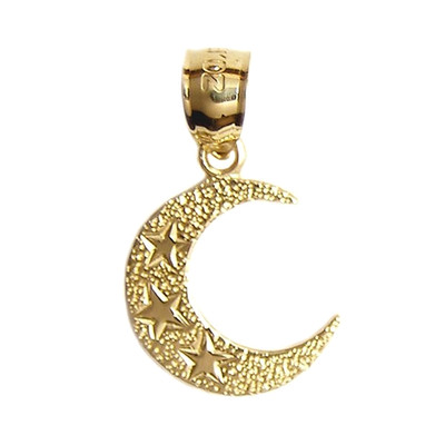 Neu 14k Gold Halbmond Mond Anhänger