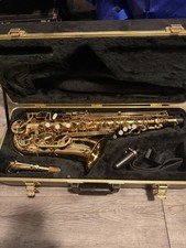 Accent Gold Lacquered Brass Alto Saxophone Closed Hole w/Case Neck Strap