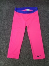 Nike Pro Dri-FIT Capri Pants Girls Large Pink Blue Compression Yoga Leggings