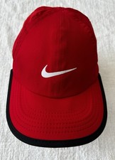 Nike Featherlight Dri-Fit Adjustable Hat Cap Swoosh Golf Youth Size Red Black