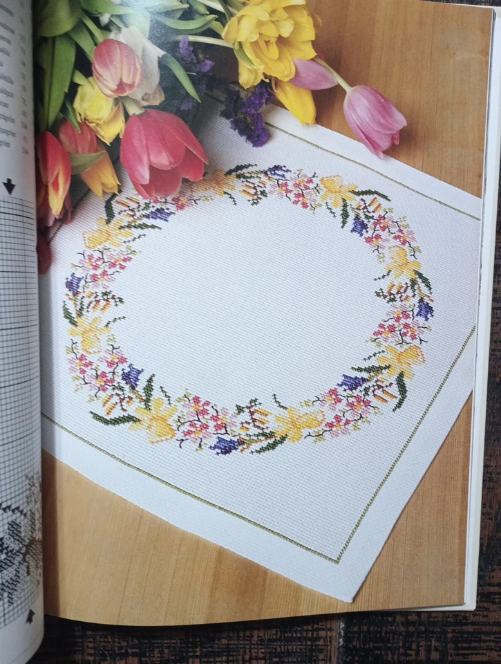 Sweden Lillill Thuve Flowers In Cross Stitch Vintage Book Of Patterns 1996 - Image 3 of 4