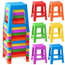 TURSTIN 12 Pack Stackable Classroom Stools Plastic Nesting Round Colorful Ind...