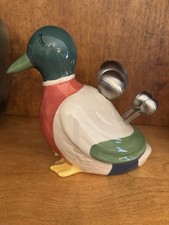 Vintage! Ceramic Glazed Duck Measuring Spoon Holder - Kitchen Decor With Spoons