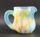 Boyd's Crystal Art Glass MINI PITCHER 1978-83 JANUARY SLAG Blue Tan Orange Glow — photo 3