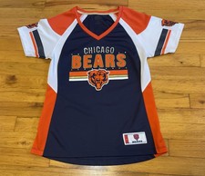 MAJESTIC Chicago Bears Women's Medium NAVY ORANGE Sparkle Short Sleeve Shirt