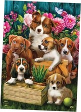 In The Garden Dogs Spring House Flag