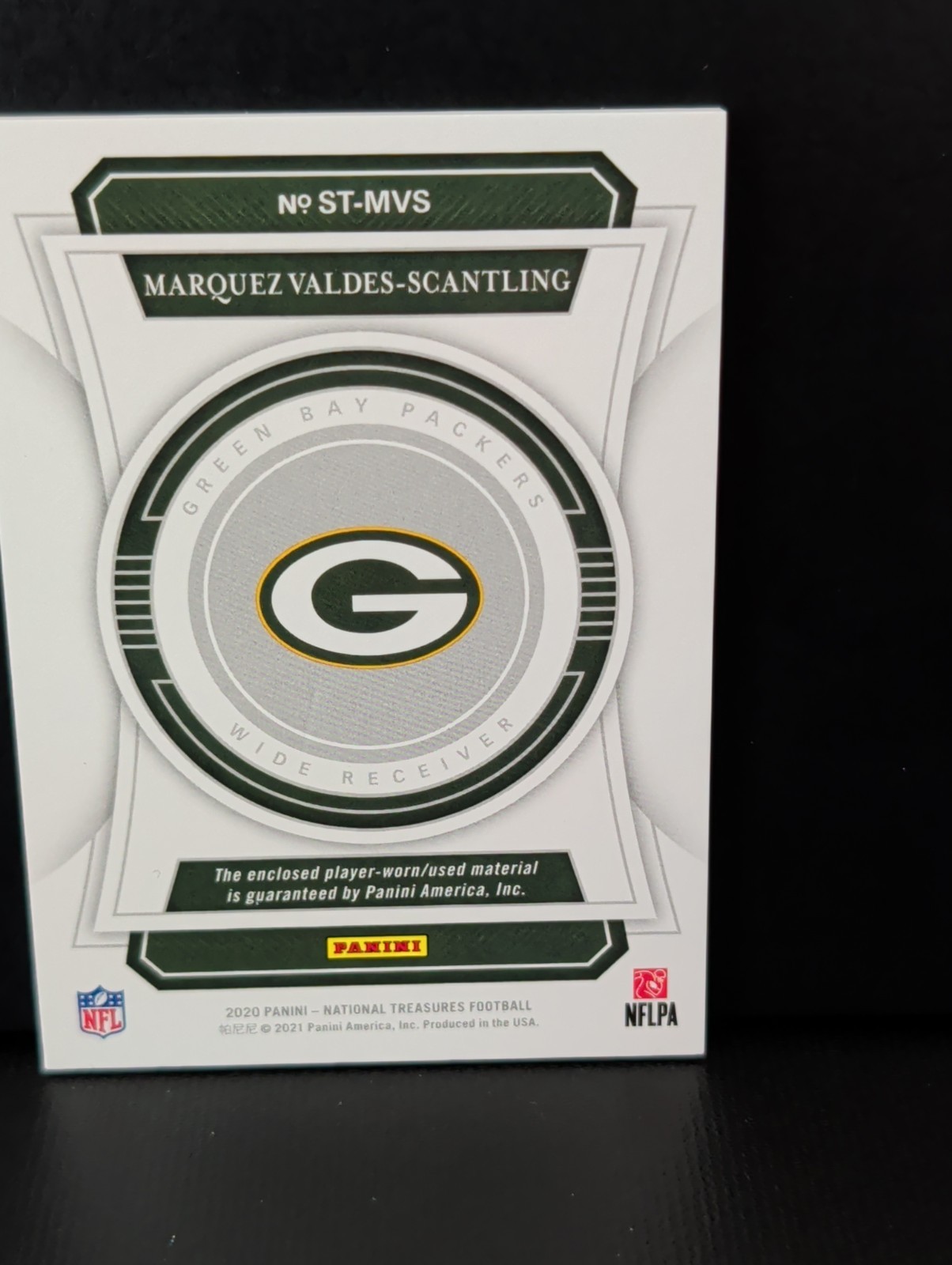2020 National Treasures Sunday Treasures Marquez Valdes-Scantling SHIELD TAG 1/1 view 10