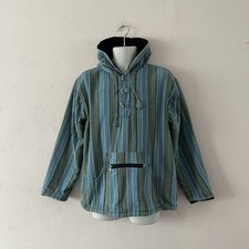 BARES HOODIE - S/M - BLUE/GREEN STRIPED - HIPPY HIPPIE BOHO PIXIE