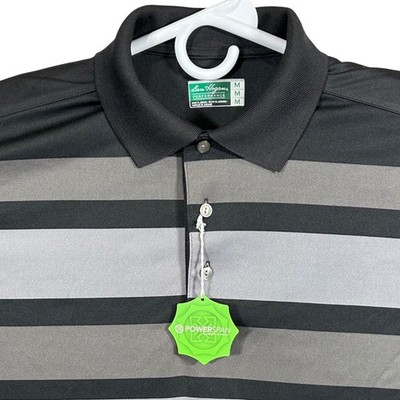 Ben Hogan Performance Mens Polo Shirt Black Grey Striped Power Series M New