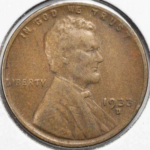 1933-D Extremely Fine (XF) Lincoln Wheat Penny Cent, Denver Mint