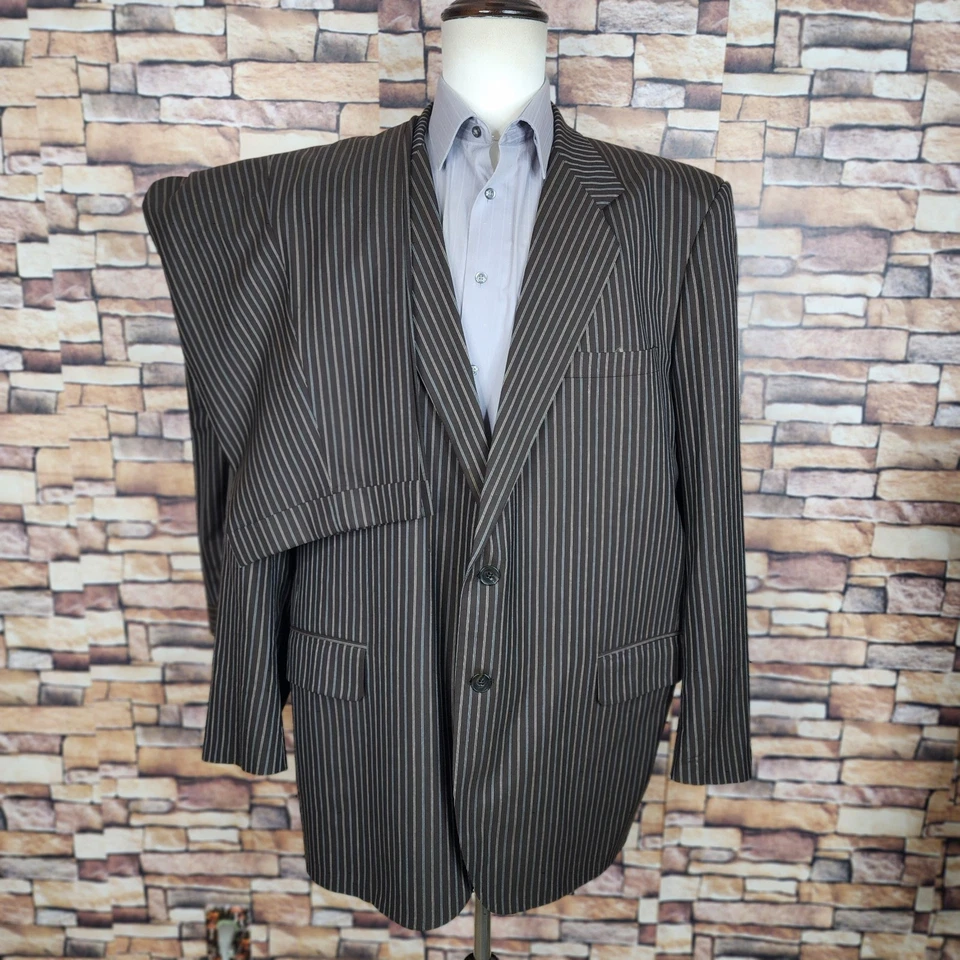 Traje Tom James Innocenti 2 Piezas Para Hombre 50L 40X31 Marrón Rayas SV A Medida Foto 4 de 4